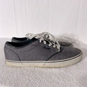 Vans Grey Herringbone Round Toe Lace Up Low Top Sneakers 11
